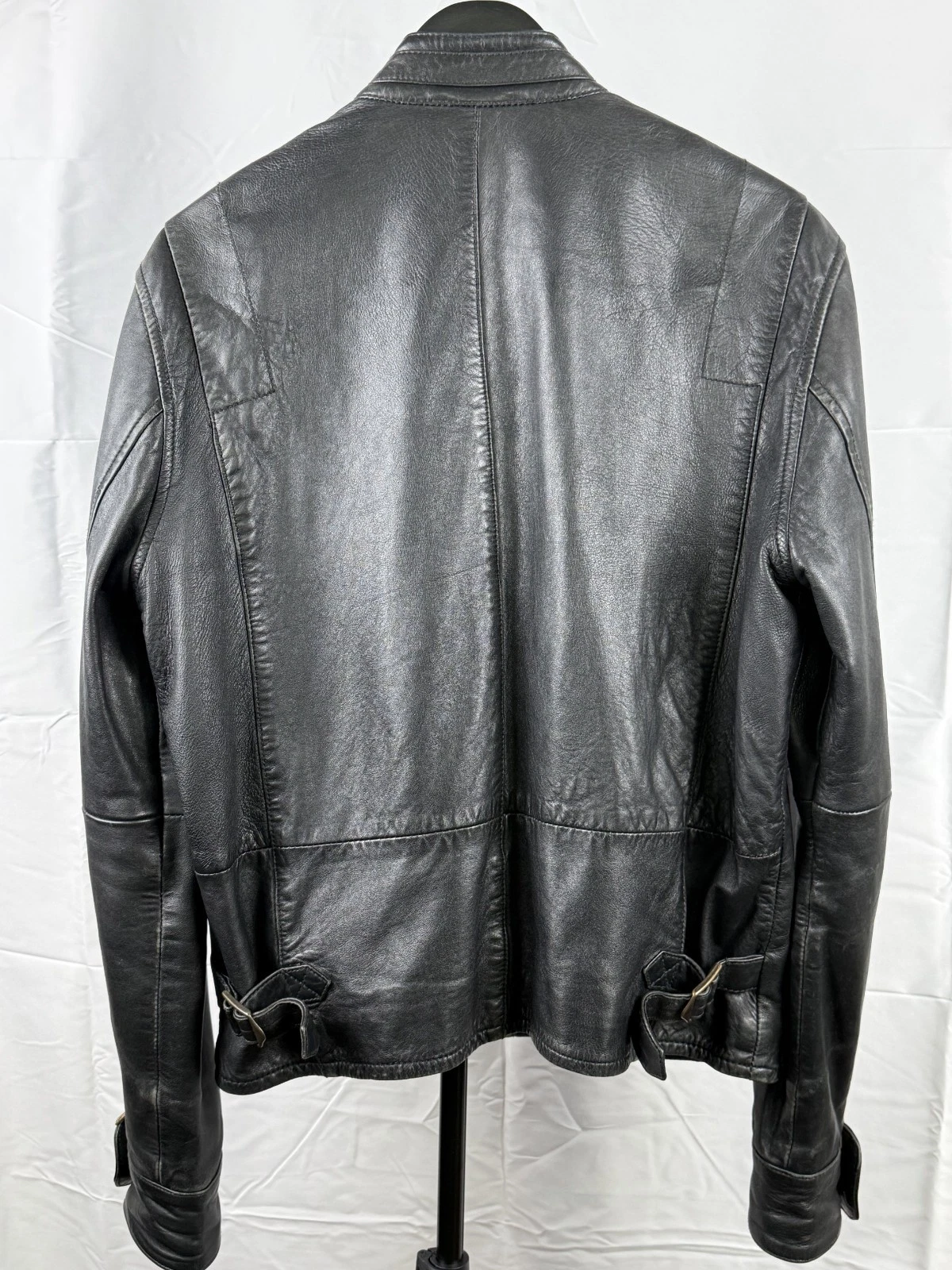 Levis Made and Crafted Black Sheepskin Leather Moto Jacket-Made in Italy Sml/Med - product detail image 3