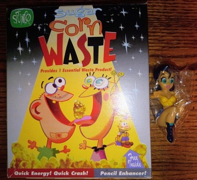 Ren & Stimpy Sugar Corn Waste Cereal with Sody Pop Pencil Topper 