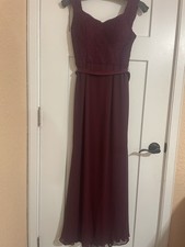 Bill Levkoff Womens Burgundy Sleeveless Lace Top Faux Button Bridesmaid Dress 2