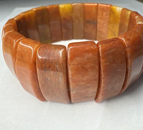 Elastisches Stein Bernstein Stretch Perlen Armband Orange - Bild 2 von 12