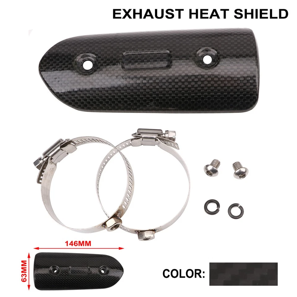 Protector de cubierta de protector térmico de tubo de escape de 146 mm para motocicleta universal de fibra de carbono Foto 3 de 4