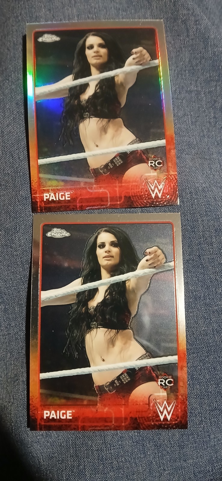 2015 Topps Chrome WWE Paige #51 Refractor (RC) AND Base Card ROOKIE