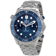 Omega Seamaster Diver Chronograph Automatic Chronometer Blue Dial Men's Watch