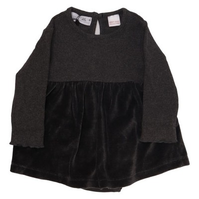 Zara, Kleid, Größe: 68, Grau, Baumwolle/Elasthan, Streifen, Samt, Mädchen #wBs