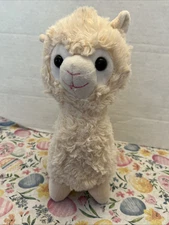 Tom's Toys Cream Ivory Llama Alpaca Self Stand Plush Animal Stuffed Toy