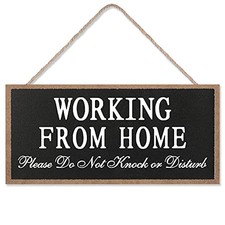 Working from Home Wood Sign Please Do Not Knock or Disturb Hanging Wood Plaque