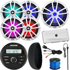 Kicker 46KMC2 USB/AM/FM Receiver, Cover, 4x 6.5" Speakers, Sub, Amp, Adapter