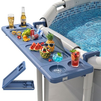 Poolside Bar, 44''×12'' Poolside Bar Table with Adjustable Support Bracket Fits...