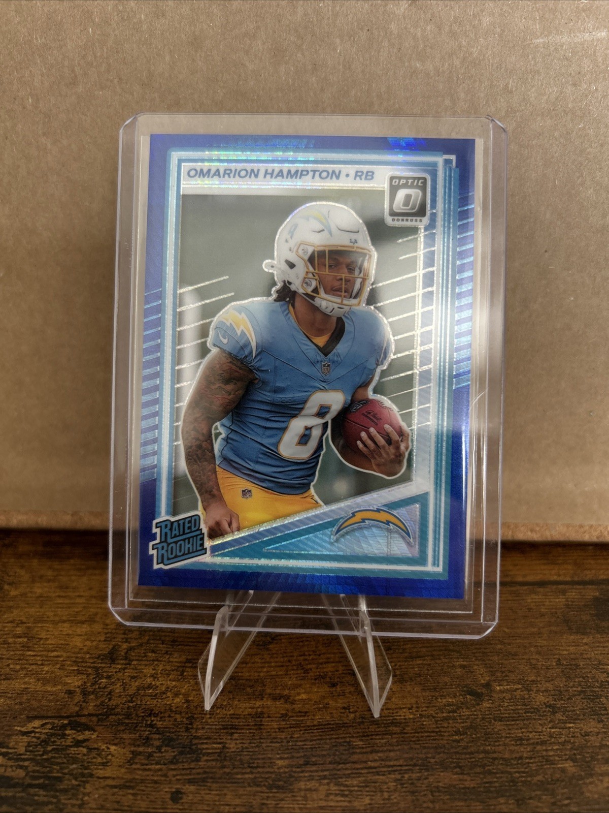 Omarion Hampton Blue Scope Optic Rated Rookie Chargers #212 2025