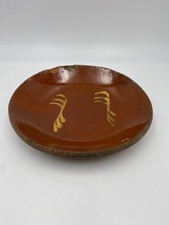Antique Redware Pottery Slip Decorated 7.5