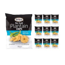9 x Grace No Salt Plantain Chips 85g | Unsalted Healthy Caribbean Snack