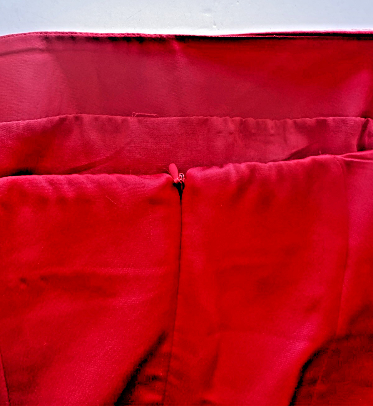 ZARA Strapless Satin Effect Top Crop Blouse Shoulder Red Lined Zip Large NEW image 6