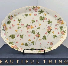 Vanity/Trinket Tray ~ Regal Porcelain Pink & Orange Floral - 9.25" x 6.75" EUC