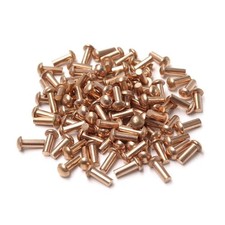 100PCS Solid Copper Rivets 3x8mm Round Head Fasteners 1/8in Shank 5/16in USA New