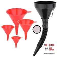 5-Piece Automotive Oil Funnel Set with Flexible Neck, Filter Screen, Wide
