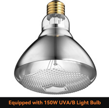 Reptile Light Fixture 7Inch Deep Dome Reptile Light Fixture 3/6/12 Timer Bearded