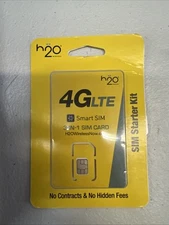 h2o Smart SIM Starter Kit 3-in-1 GSM SIM Card Yellow, Grey, Credit Card Sized