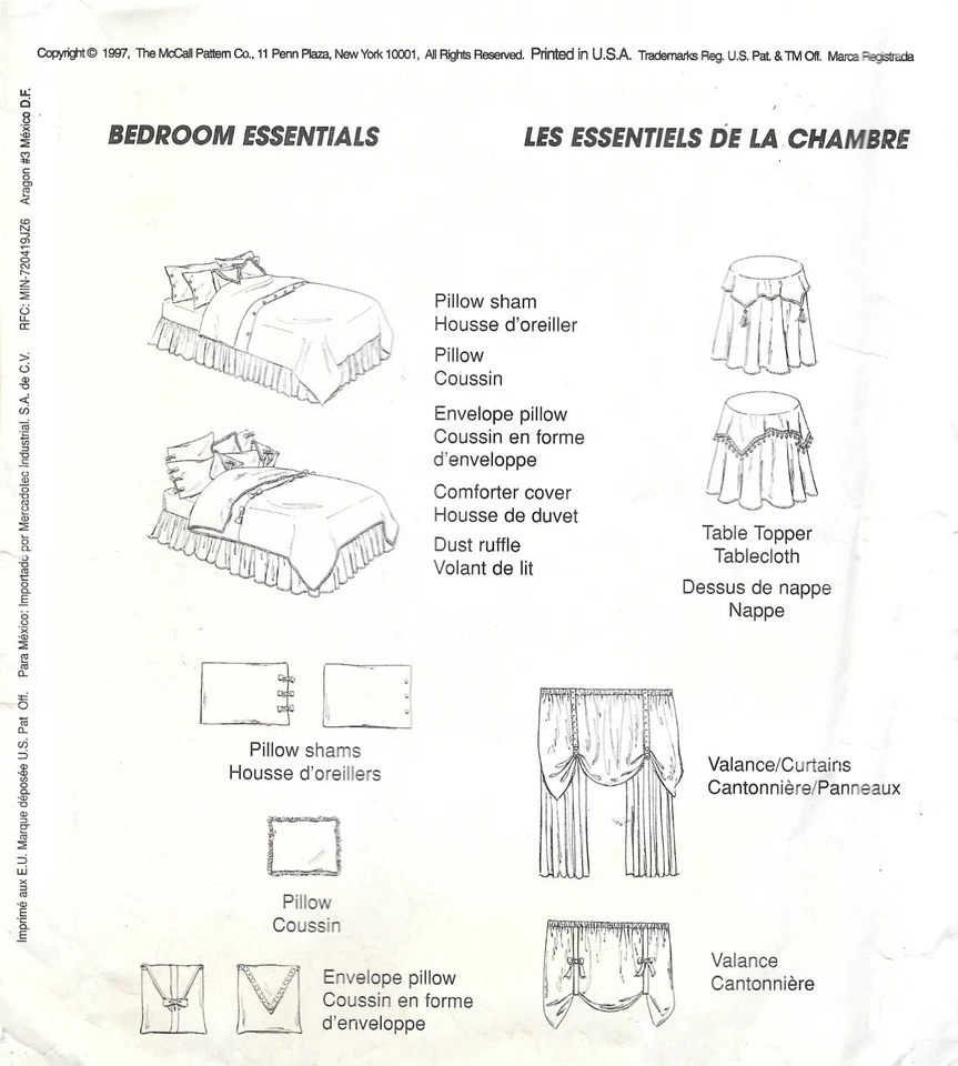 Uncut McCall's Sewing Pattern # 693 Bedroom Essentials Pillow Shams Table Topper - Image 2 of 2