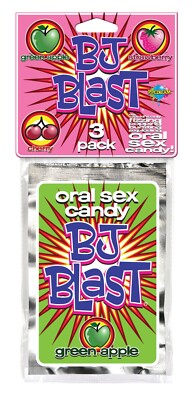 BJ Blast Oral Foreplay Candy 3 Pack Strawberry Cherry and Green Apple