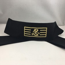 Japanese Hachimaki Black Headband Cloth Gold Ninja   Kanji 46" x 22" JAPAN MADE
