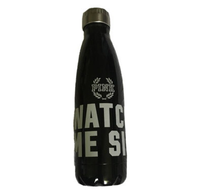 Victorias Secret PINK Metal Water Bottle Black  Watch Me Sip  17 Oz