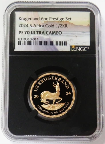2024 GOLD SOUTH AFRICA 1/2 KRUGERRAND PROOF PRESTIGE SET COIN NGC PF 70 UC