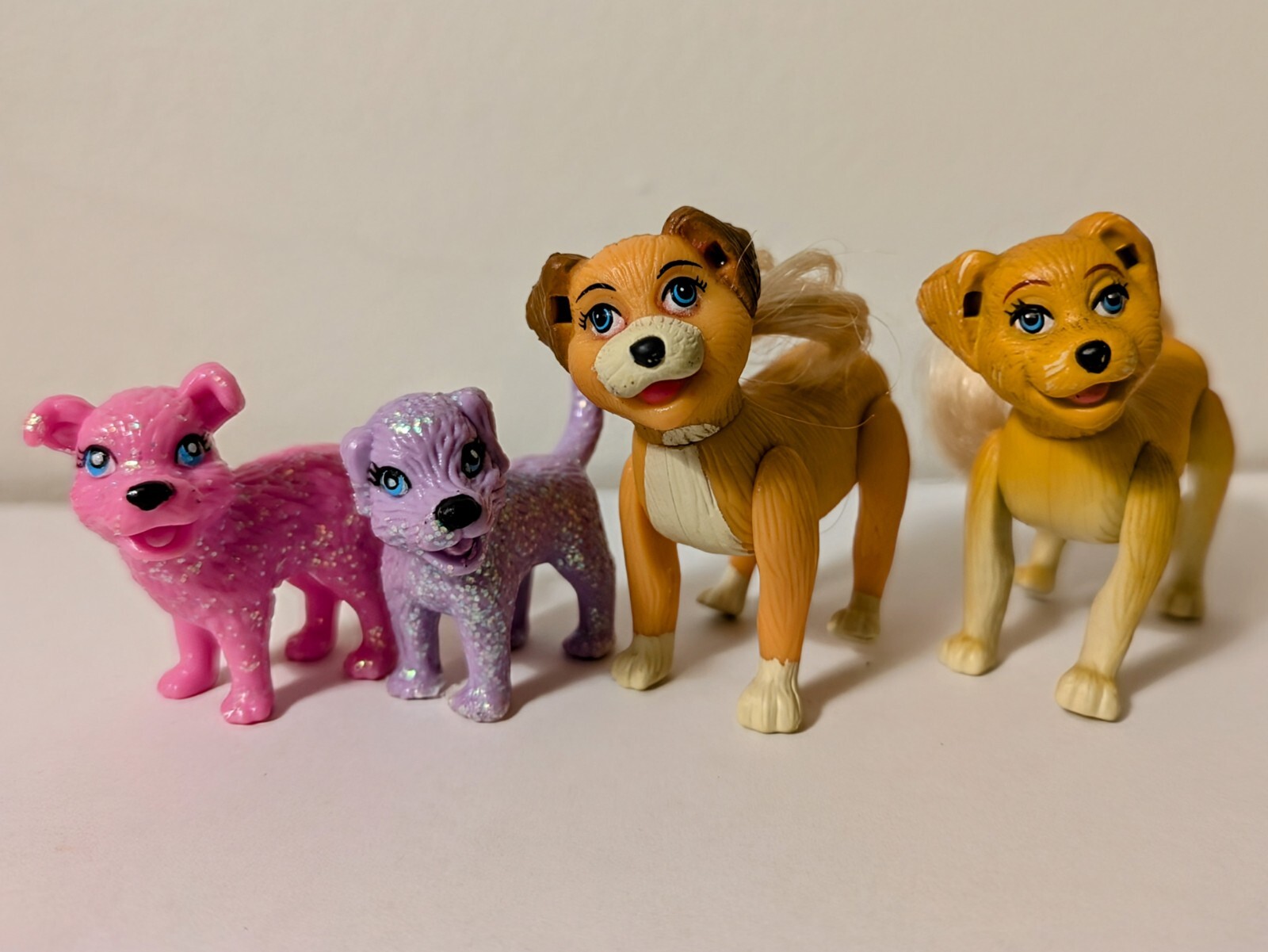 Vintage Polly Pocket Dog Lot Sparkling Glitter Pet Pals Puppy Parade Lot of 4