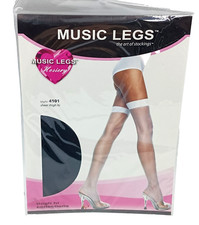 Music Legs Hosiery Thigh Hi Women's One Size Fits 5'-5'10" 100-175lb Sheer Black