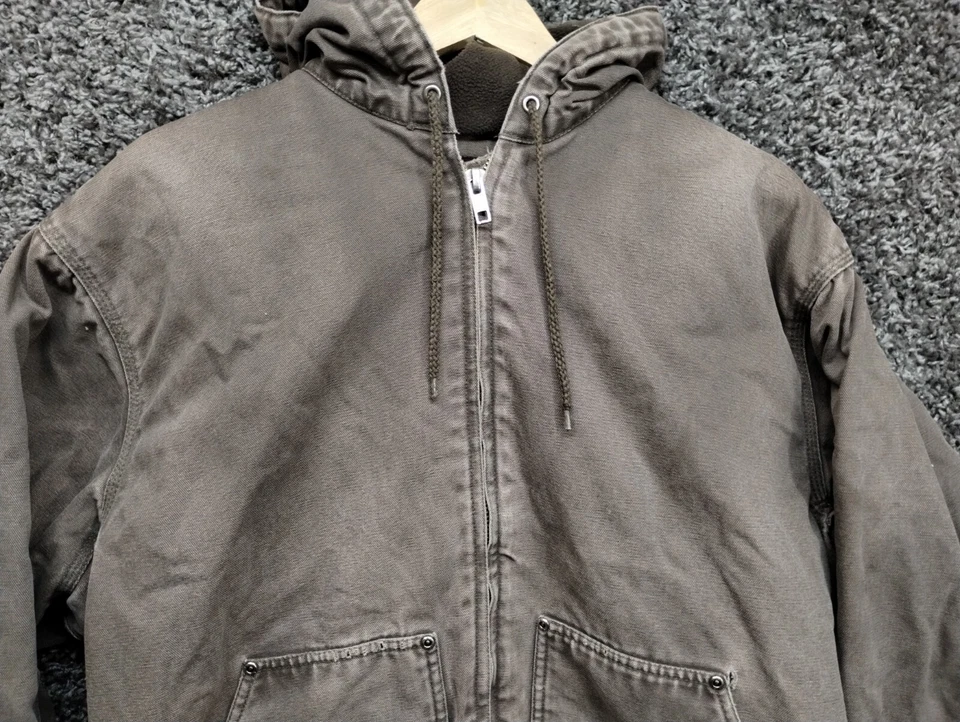 Jaqueta de Lona Masculina Antiga Lakin McKey Trading LT Grande Alta Marrom Forrada com Capuz CHAVE - Imagem 2 de 4