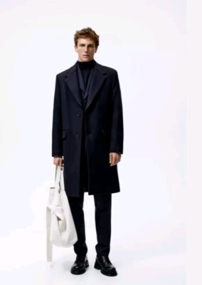 ZARA MENS WOOL BLEND COAT NWT Orig. $129 Size S Black 22