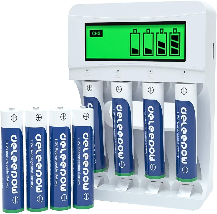 AAA Rechargeable Batteries Ni-Mh 1100Mah 1200 Cycles (8Pcs) with LCD Smart Batte-image