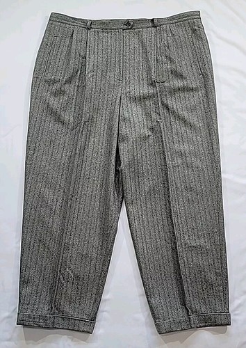 Lauren Ralph Lauren 100% Wool Herringbone Lined Dress Pants Cuffed Gray Size 22W