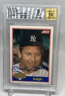 1991 MICKEY MANTLE AUTOGRAPH / AUTO #7/2500 BGS 9/10  JSY NUMBER #7  NY SCARCE