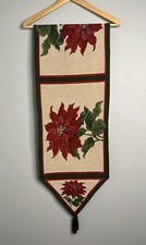 Christmas Poinsettia 72" x 13" Table Runner Tassels