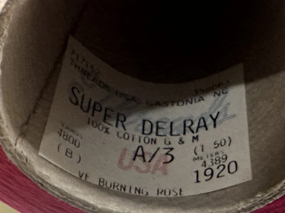 Lot of 5 Threads USA Super Delray 100% Cotton G&M - 4,800 yards - Burning Rose - Image 2 of 2