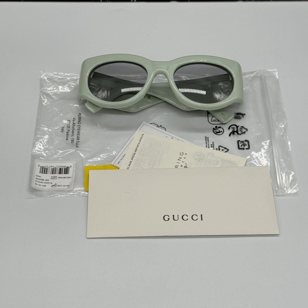NEW GG1544S 003 GUCCI GREEN GREY WOMEN GUCCI SUNGLASSES Gucci GG1544S 003 Brand New Green Green Grey Oval Sunglasses  main image 4