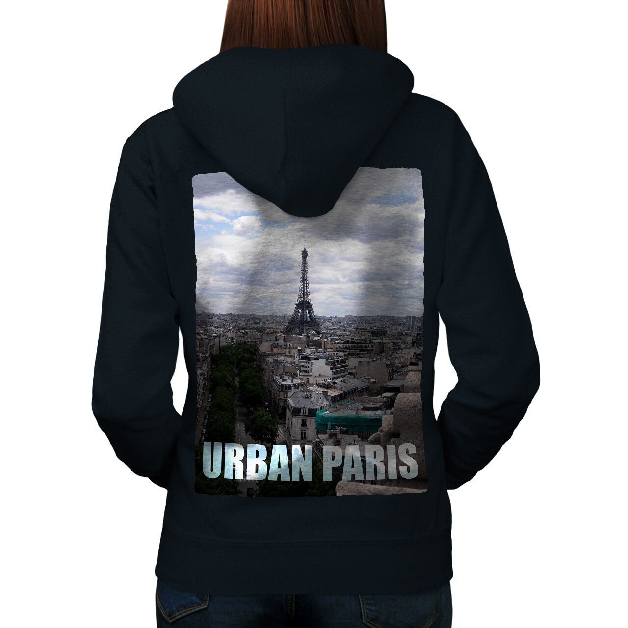 Wellcoda Urban Paris Photo City Womens Hoodie Back