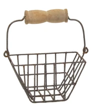 CWI Home Decor - Small Wire Egg Basket with Handle