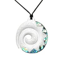 Tribal Amulett AnhäNger Mit Band Kette Maori Koru Spirale PB415