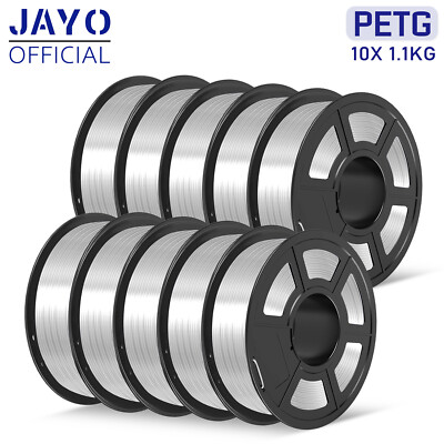 JAYO 10KG Clear PETG 1.75mm 3D Printer Filament High Toughness Transparent 1.1KG