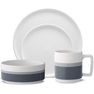Noritake Colorstax Ombre Grey 16Pc Dinnerware Set, Service for 4