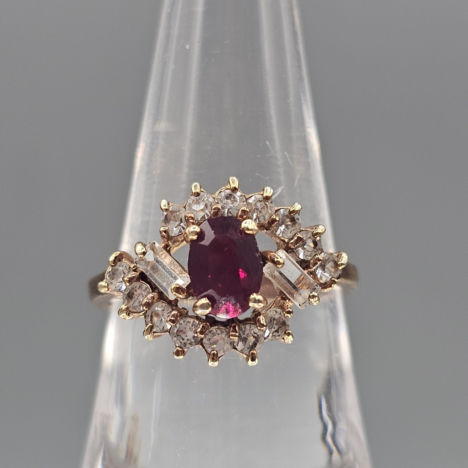 18k Yellow Gold Plated Simulated Ruby Ring Size 7… - image 2