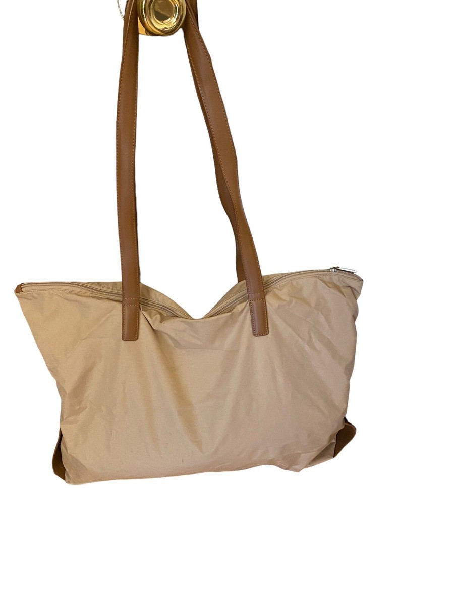 Tumi Nylon Tote Tan Leather Trim Travel Bag 19Wx13Hx6
