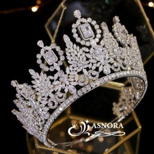 Luxury Big Crown Wedding Crystal Crown Bride Headdress Crown CZ Tiara Jewelry