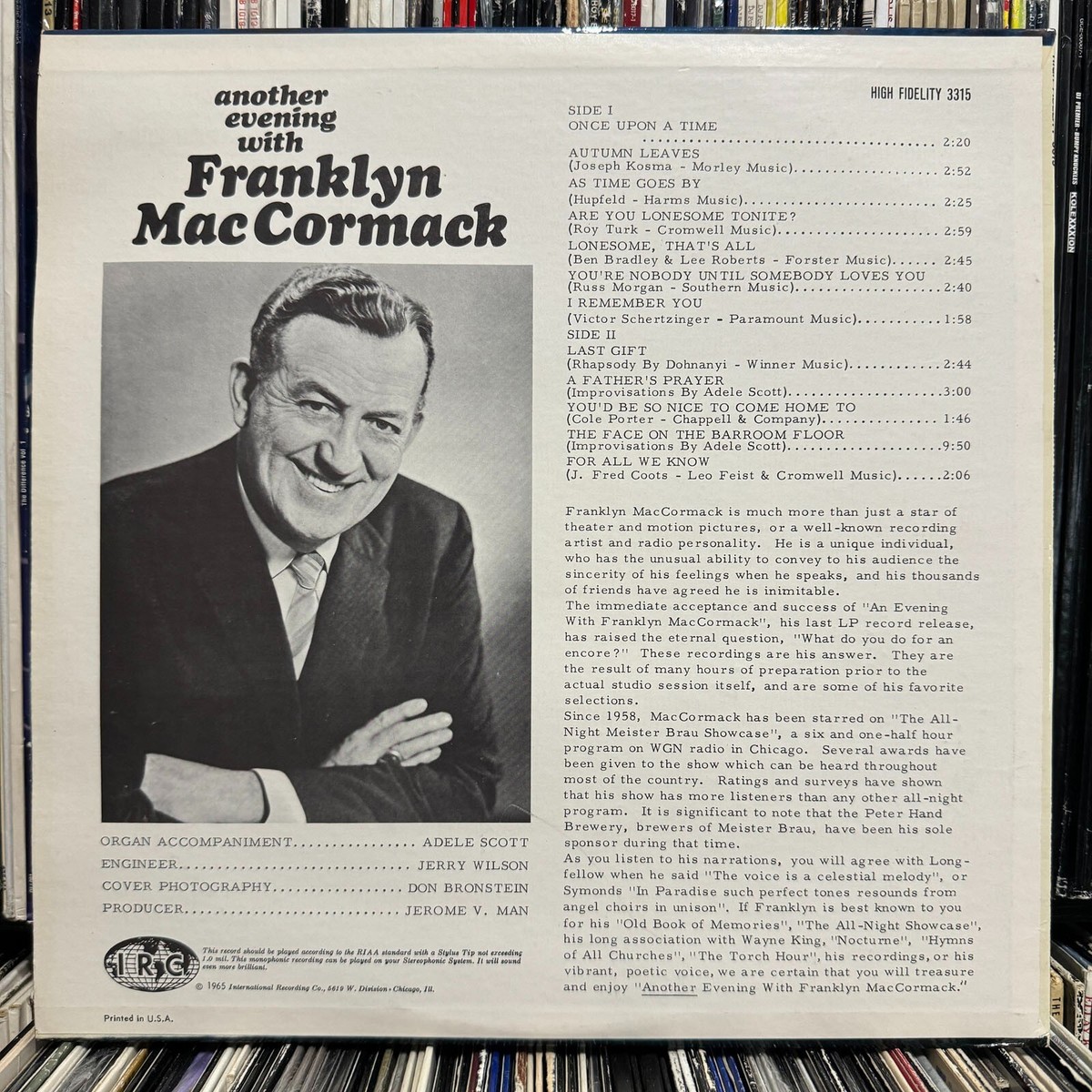 FRANKLYN MACCORMACK - ANOTHER EVENING WITH (VINYL LP) 1965!! RARE