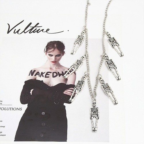 Pirate Skeleton Chain Necklace Gothic Punk Silver Skull Halloween Neck Jewelry - Bild 6 von 7