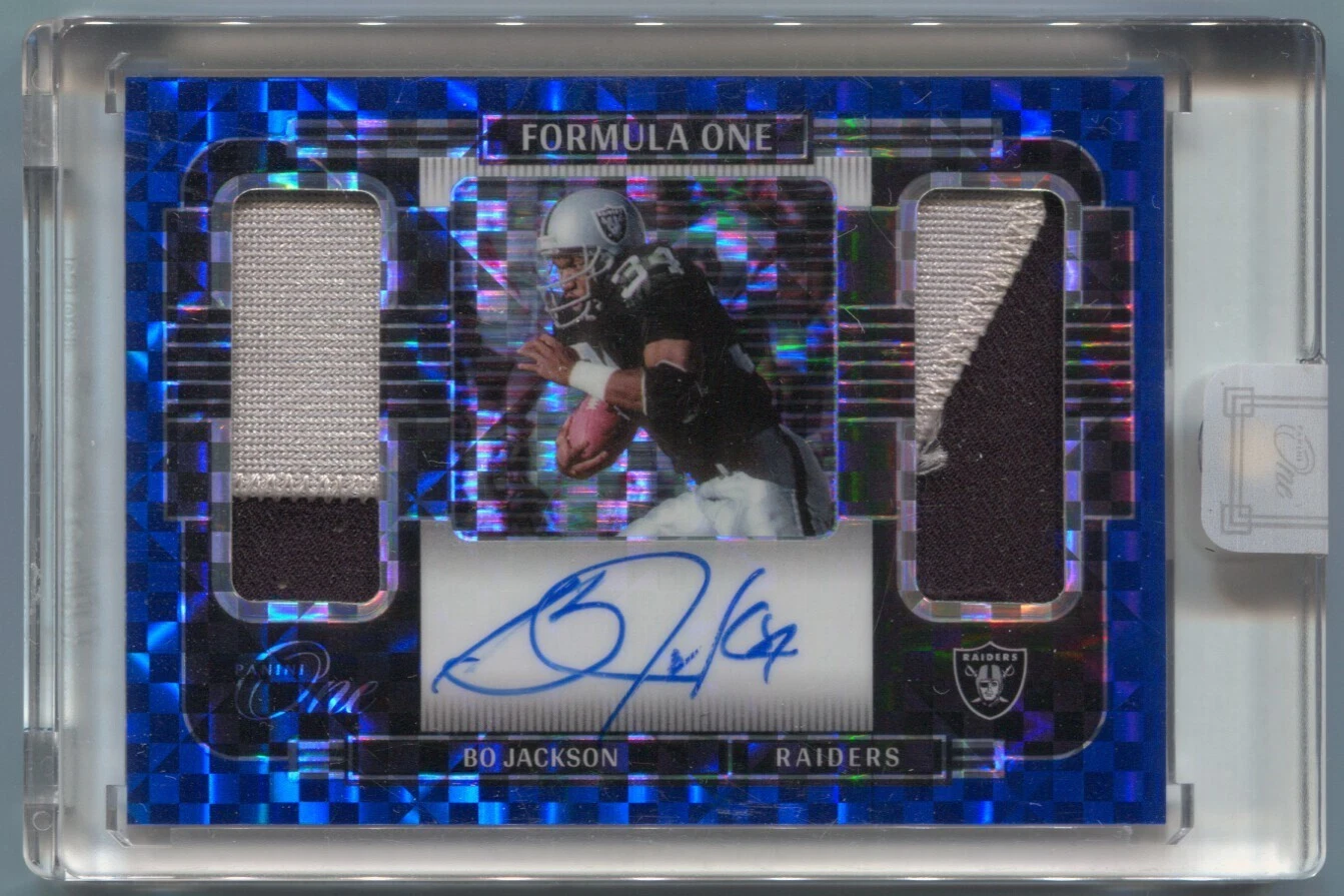 2021 Panini One Bo Jackson Formula Autograph Blue Dual Patch Auto #/6 Encased