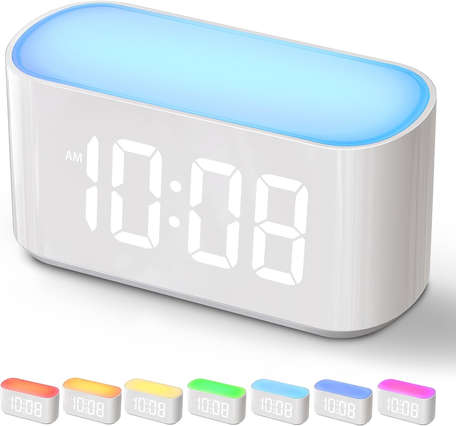 Alarm Clock for Bedrooms, Large Display Digital Clocks with 2 Alarms, 7 Color La-image