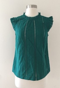 eyelet mockneck ruffle top