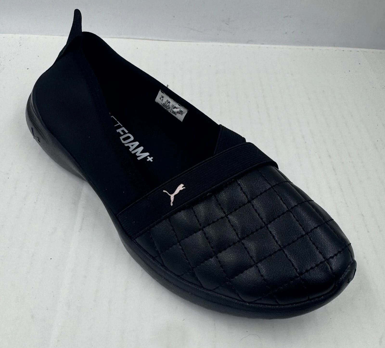 Puma Adelina Sneakers Donna Tg 7 Nero Pelle Trapuntato Scarpe Slip On 381081 02